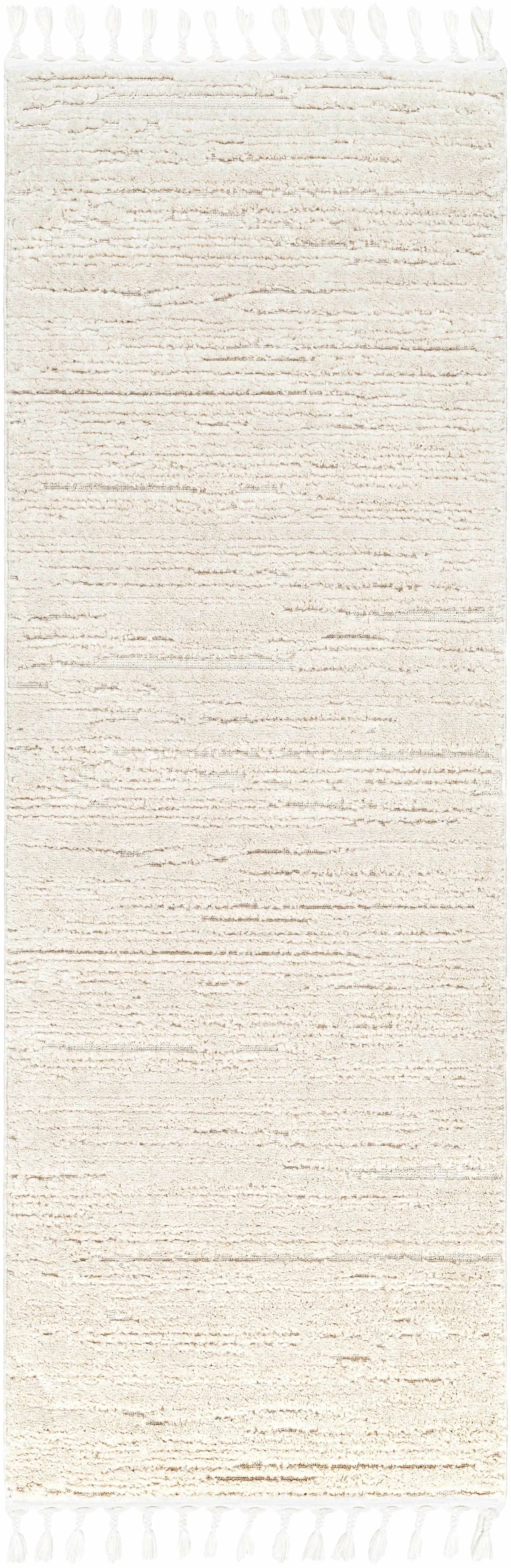 Ibarra Textured Ivory High/Low Pile Rug with Tassels by Boutique Rugs