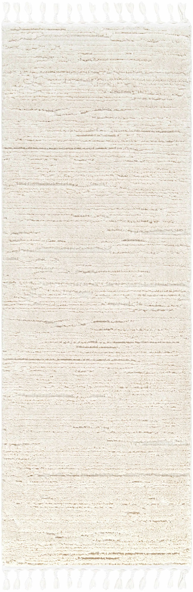 Ibarra Textured Ivory High/Low Pile Rug with Tassels by Boutique Rugs