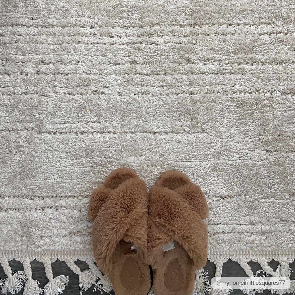 Ibarra Textured Ivory High/Low Pile Rug with Tassels by Boutique Rugs