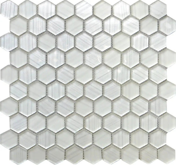 White 12x12 Hexagon Glossy Matte Glass Mosaic Tile (5 pack, 4.83 sq ft/case), photo 2 of 7