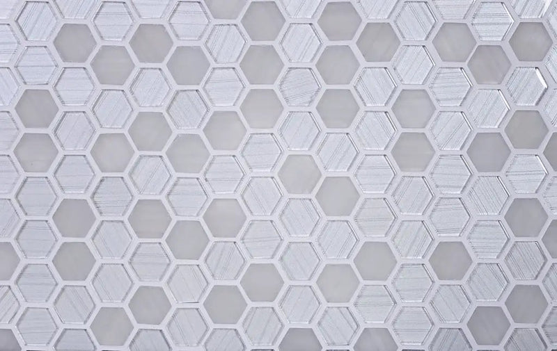 White 12x12 Glossy Matte Hexagon Glass Mosaic Tile (5 pack, 4.83 sq ft/case) by Apollo Tile