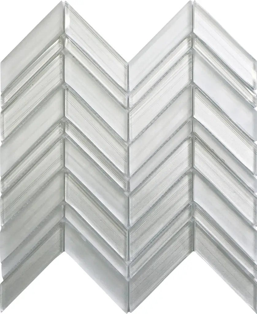 White 10x10 Glossy Matte Chevron Glass Mosaic Tile (5 pack, 3.76 sq ft/case) by Apollo Tile