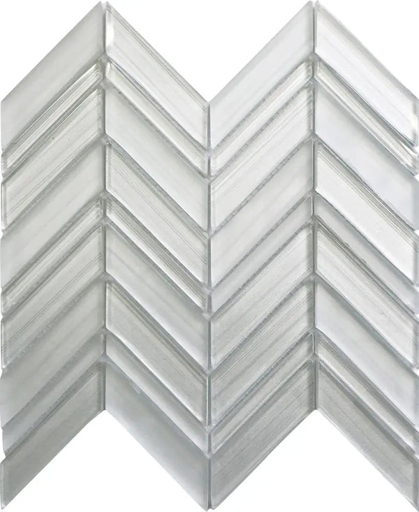 White 10x10 Glossy Matte Chevron Glass Mosaic Tile (5 pack, 3.76 sq ft/case), photo 2 of 6