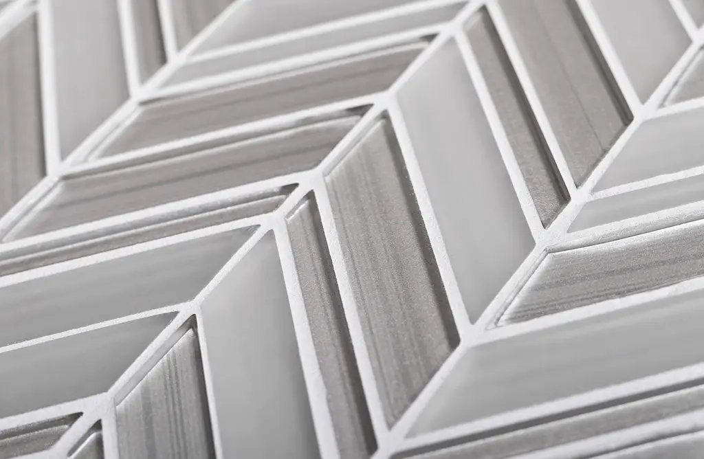 White 10x10 Chevron Glossy Matte Glass Mosaic Tile by Apollo Tile