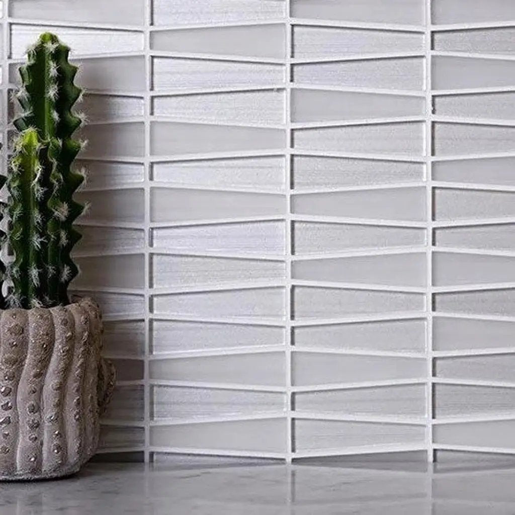 White 12x13 Trapezium Glossy Matte Glass Mosaic Tile (5 pack, 5.38 sq ft/case) by Apollo Tile