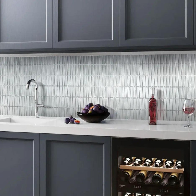White 12x13 Trapezium Glossy Matte Glass Mosaic Tile (5 pack, 5.38 sq ft/case) by Apollo Tile
