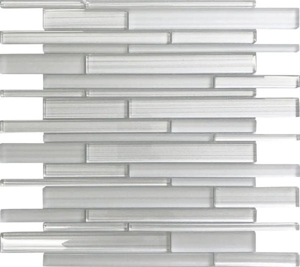 White 12x12 Linear Glossy Matte Glass Mosaic Tile (5 pack, 5 sq ft/case), photo 2 of 6