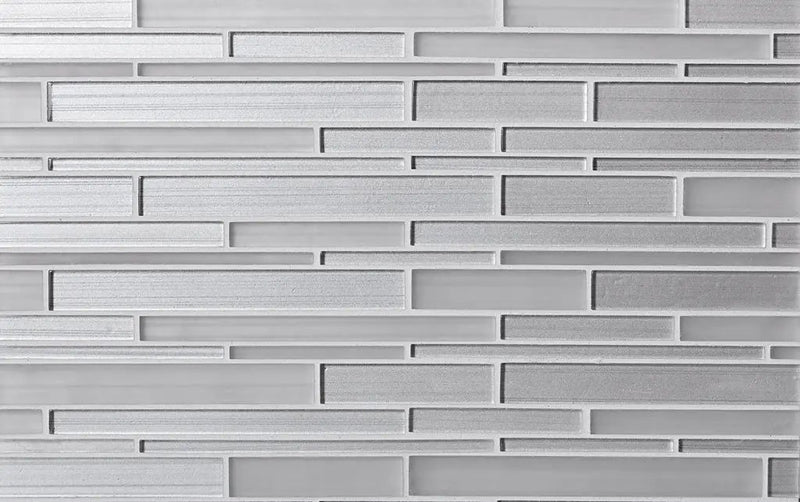 White 12x12 Linear Glossy Matte Glass Mosaic Tile (5 pack, 5 sq ft/case) by Apollo Tile