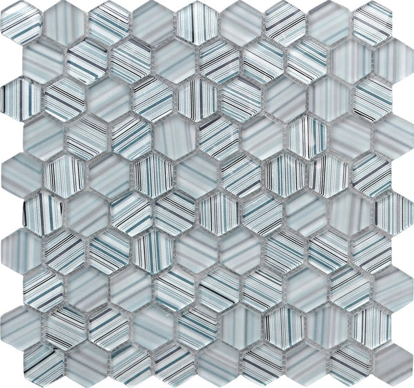 Light Blue 12x12 Glossy Matte Hexagon Glass Mosaic Tile (5 pack, 4.83 sq ft/case), photo 2 of 7