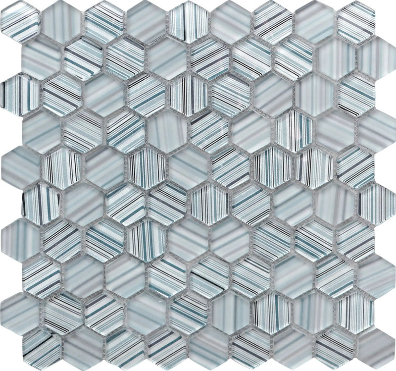 Light Blue 12x12 Glossy Matte Hexagon Glass Mosaic Tile (5 pack, 4.83 sq ft/case) by Apollo Tile