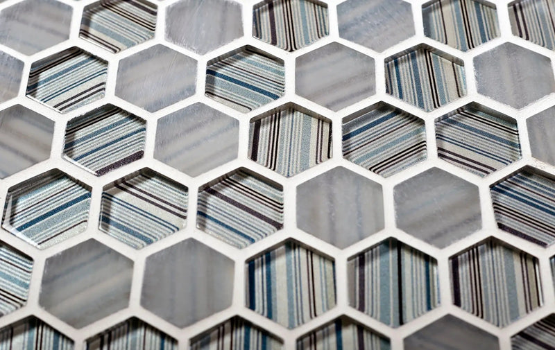 Light Blue 12x12 Glossy Matte Hexagon Glass Mosaic Tile (5 pack, 4.83 sq ft/case) by Apollo Tile