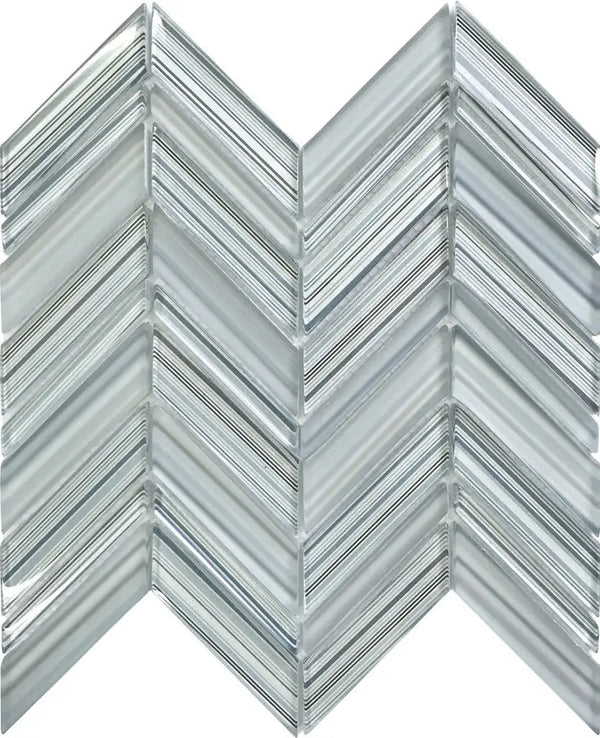 White Blue 10x10 Glossy Matte Chevron Glass Mosaic Tile (5 pack, 3.76 sq ft/case), photo 2 of 6