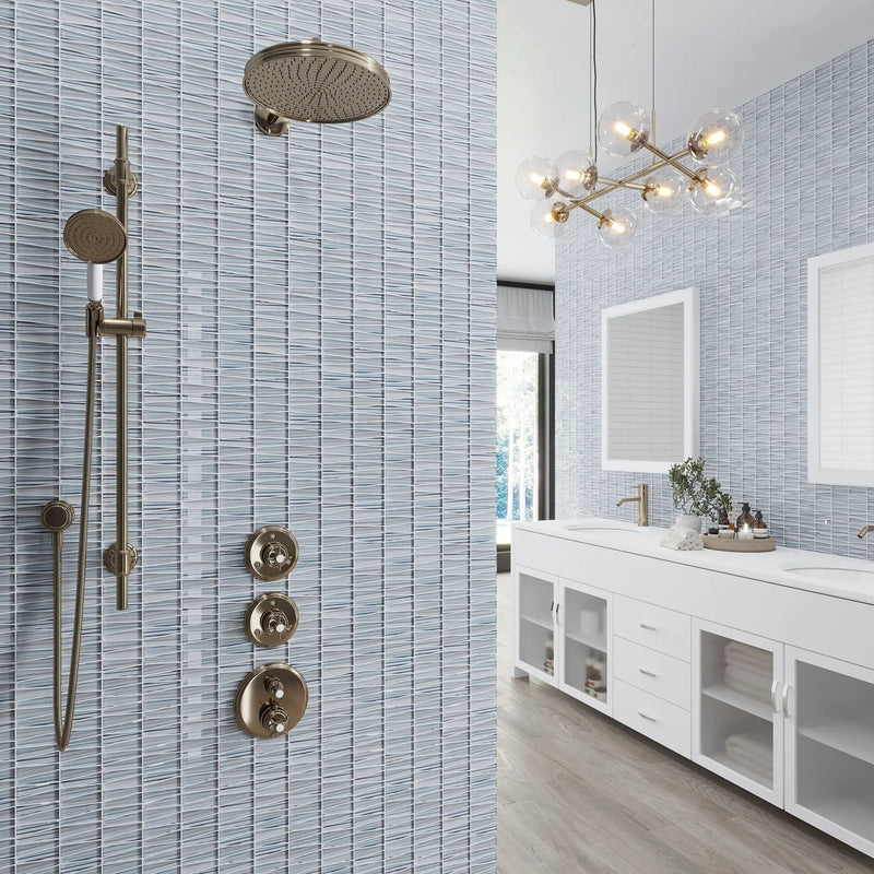 Blue 12x13 Glossy Matte Trapezium Glass Mosaic Tile (5 pack, 5.38 sq ft/case) by Apollo Tile