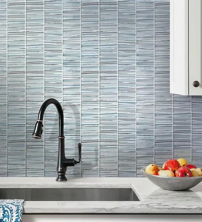 Blue 12x13 Glossy Matte Trapezium Glass Mosaic Tile (5 pack, 5.38 sq ft/case) by Apollo Tile