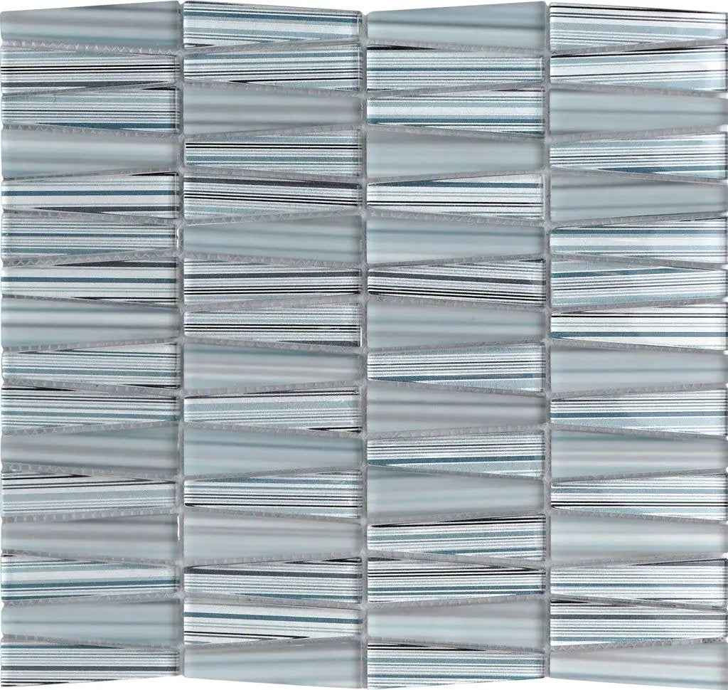 White Blue 12x13 Glossy Matte Trapezium Glass Mosaic Tile (5 pack, 5.38 sq ft/case) by Apollo Tile