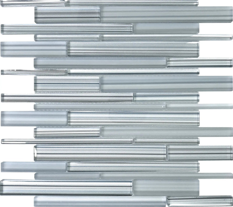 Blue Gray 12x12 Glossy Matte Sticks Glass Mosaic Tile (5 pack, 5 sq ft/case) by Apollo Tile