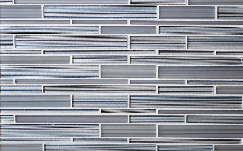 White Blue 12x12 Glossy Matte Sticks Glass Mosaic Tile (5 pack, 5 sq ft/case) by Apollo Tile