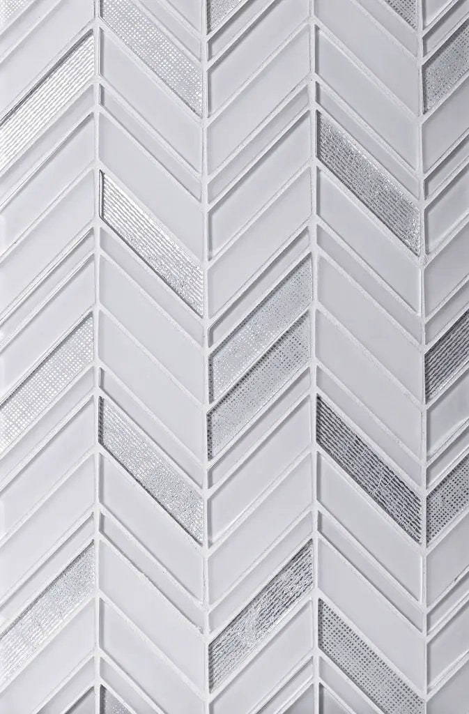 White 10x10 Chevron Glossy Matte Glass Mosaic Tile by Apollo Tile