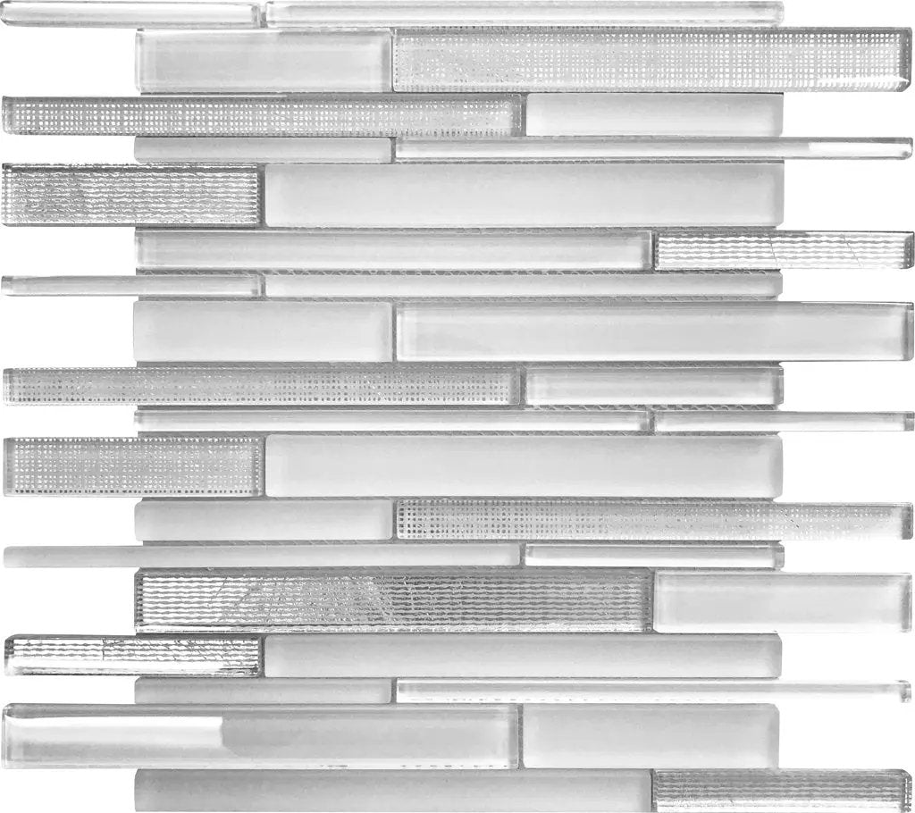 White 12x12 Glossy Matte Sticks Glass Mosaic Tile (5 pack, 5 sq ft/case) by Apollo Tile