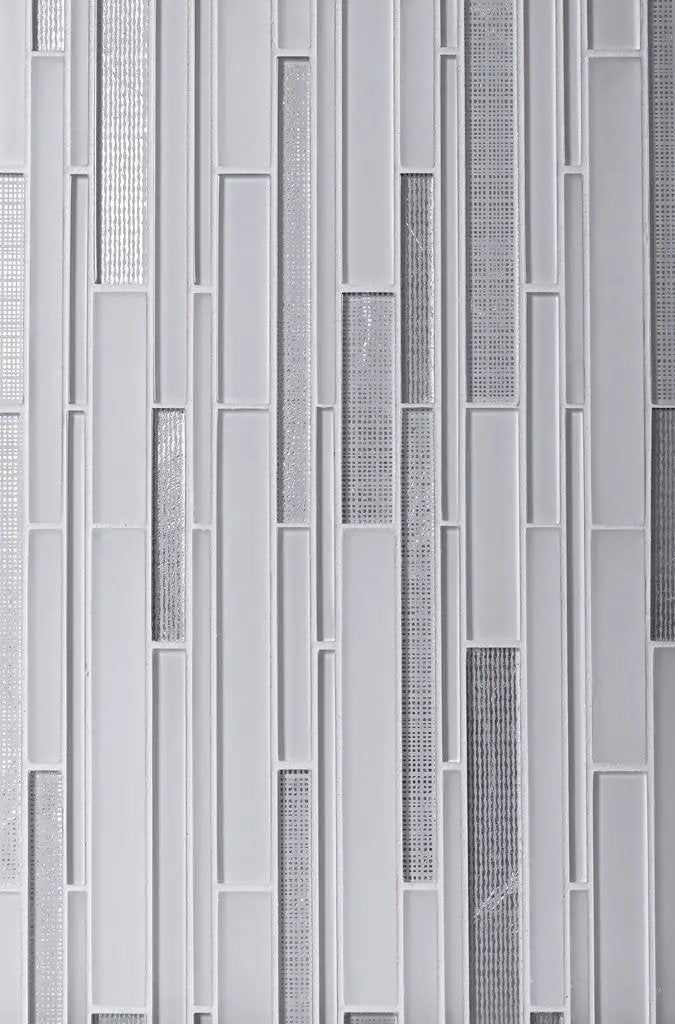 White 12x12 Glossy Matte Sticks Glass Mosaic Tile (5 pack, 5 sq ft/case) by Apollo Tile