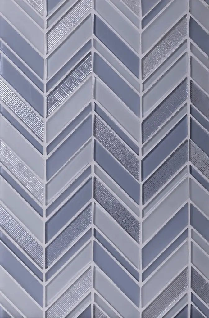 White Blue 10x10 Glossy Matte Chevron Glass Mosaic Tile (5 pack, 3.76 sq ft/case) by Apollo Tile