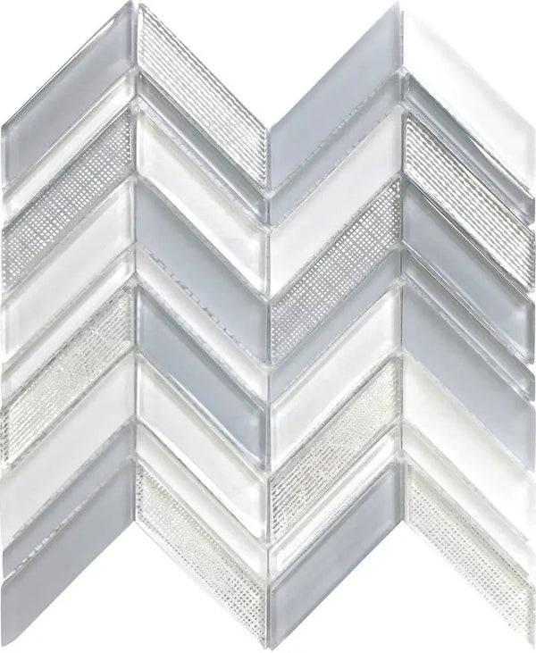 Blue Gray 10x10 Glossy Matte Chevron Glass Mosaic Tile (5 pack, 3.76 sq ft/case), photo 2 of 7