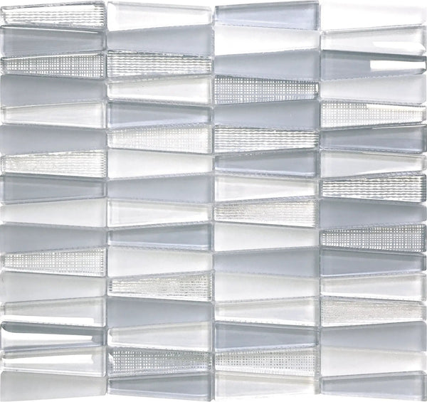 White Blue 12x13 Glossy Matte Trapezium Glass Mosaic Tile (5 pack, 5.38 sq ft/case), photo 2 of 6