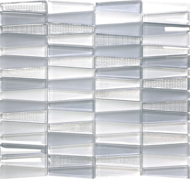 White Blue 12x13 Glossy Matte Trapezium Glass Mosaic Tile (5 pack, 5.38 sq ft/case)