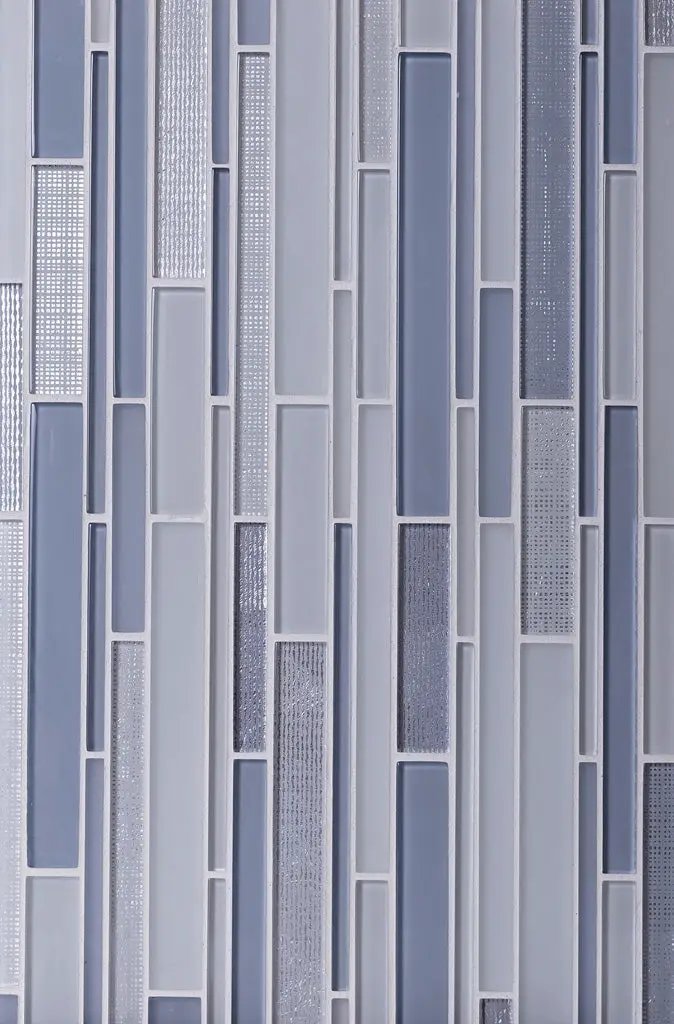 Blue Gray 12x12 Glossy Matte Sticks Glass Mosaic Tile (5 pack, 5 sq ft/case) by Apollo Tile