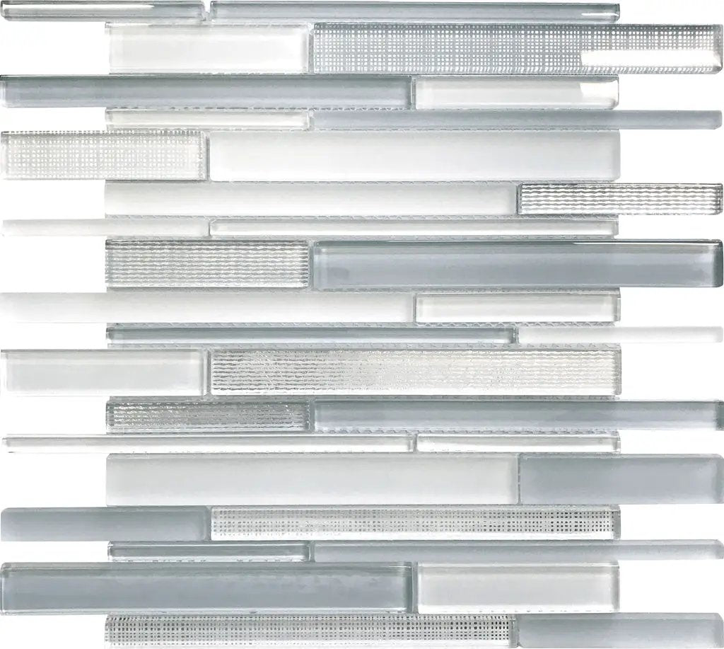 White 12x12 Glossy Matte Sticks Glass Mosaic Tile (5 pack, 5 sq ft/case) by Apollo Tile