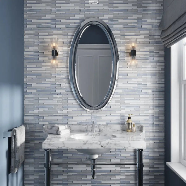 White Blue 12x12 Glossy Matte Sticks Glass Mosaic Tile (5 pack, 5 sq ft/case), photo 2 of 9