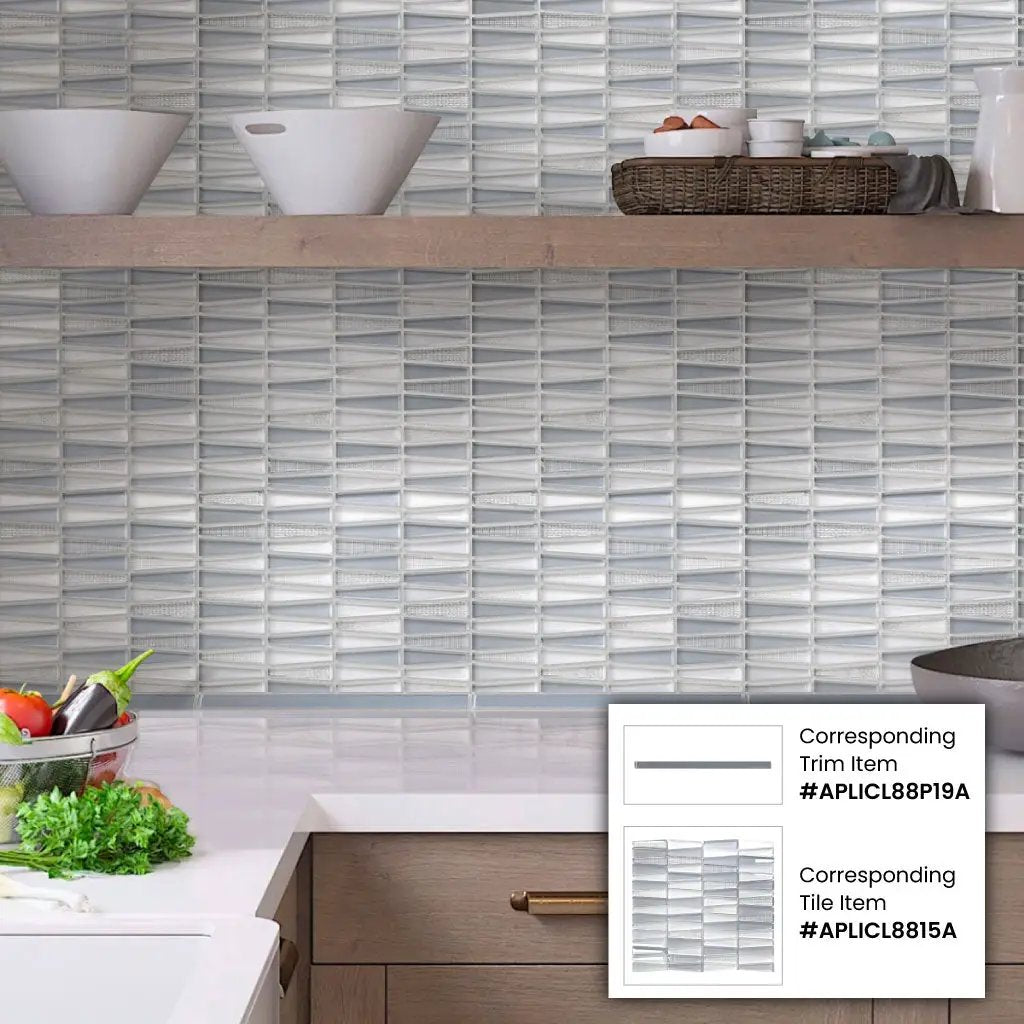 Flint Gray 0.5x12 Glossy Glass Pencil Tile Trim (10 pack, 0.5 sq ft/case) by Apollo Tile