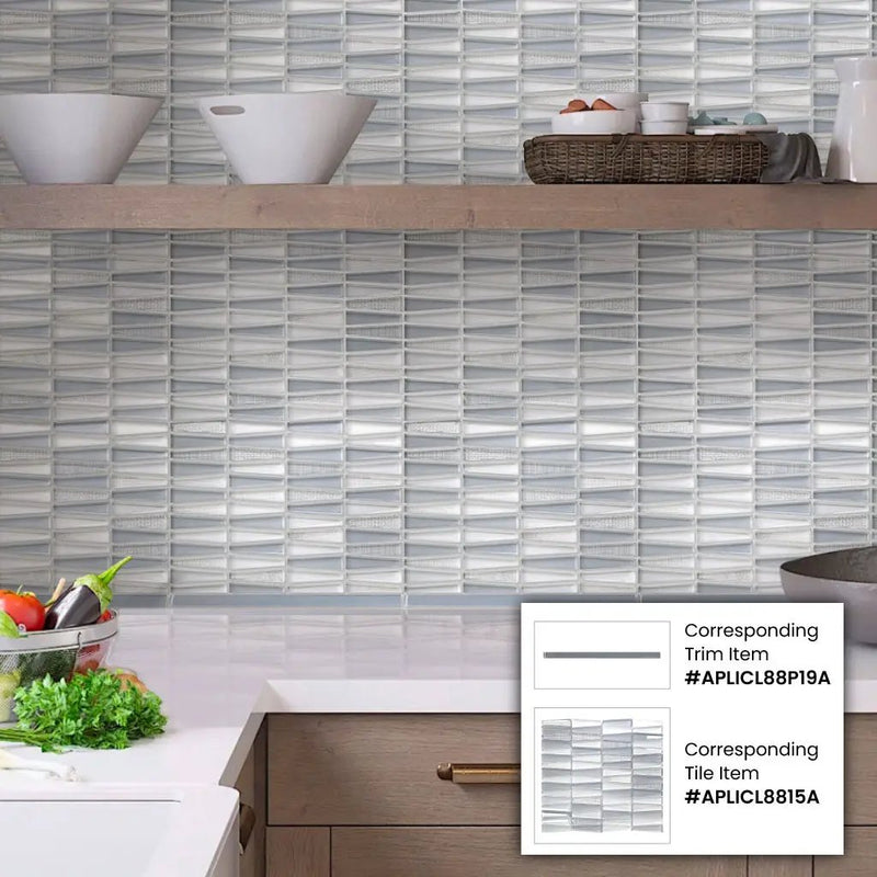 Flint Gray 0.5x12 Glossy Glass Pencil Tile Trim (10 pack, 0.5 sq ft/case) by Apollo Tile