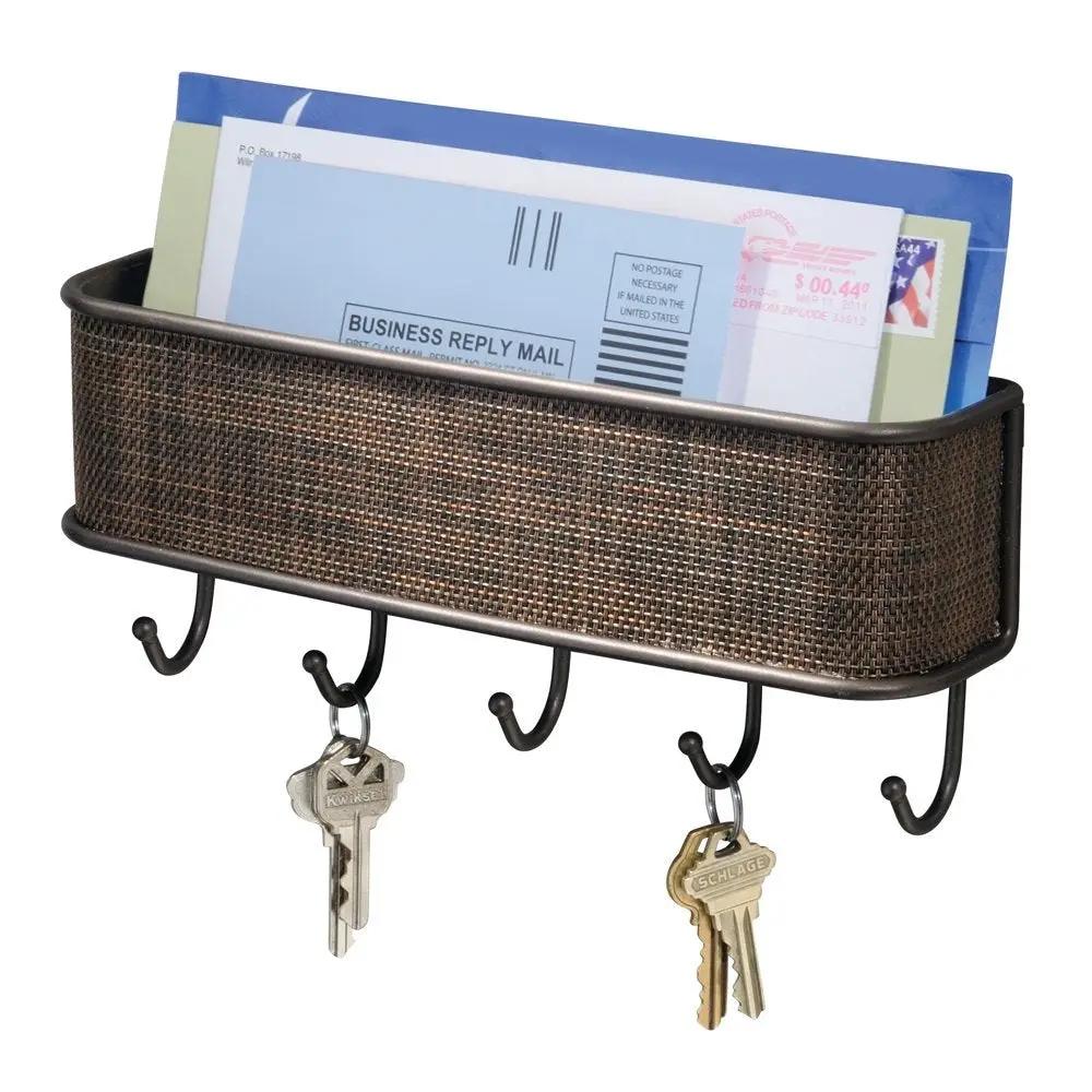 Wall Mount Mail Holder with Key Hooks by HomePacific