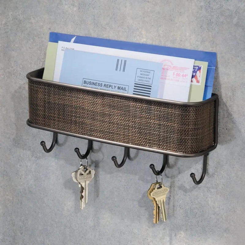 Wall Mount Mail Holder with Key Hooks by HomePacific