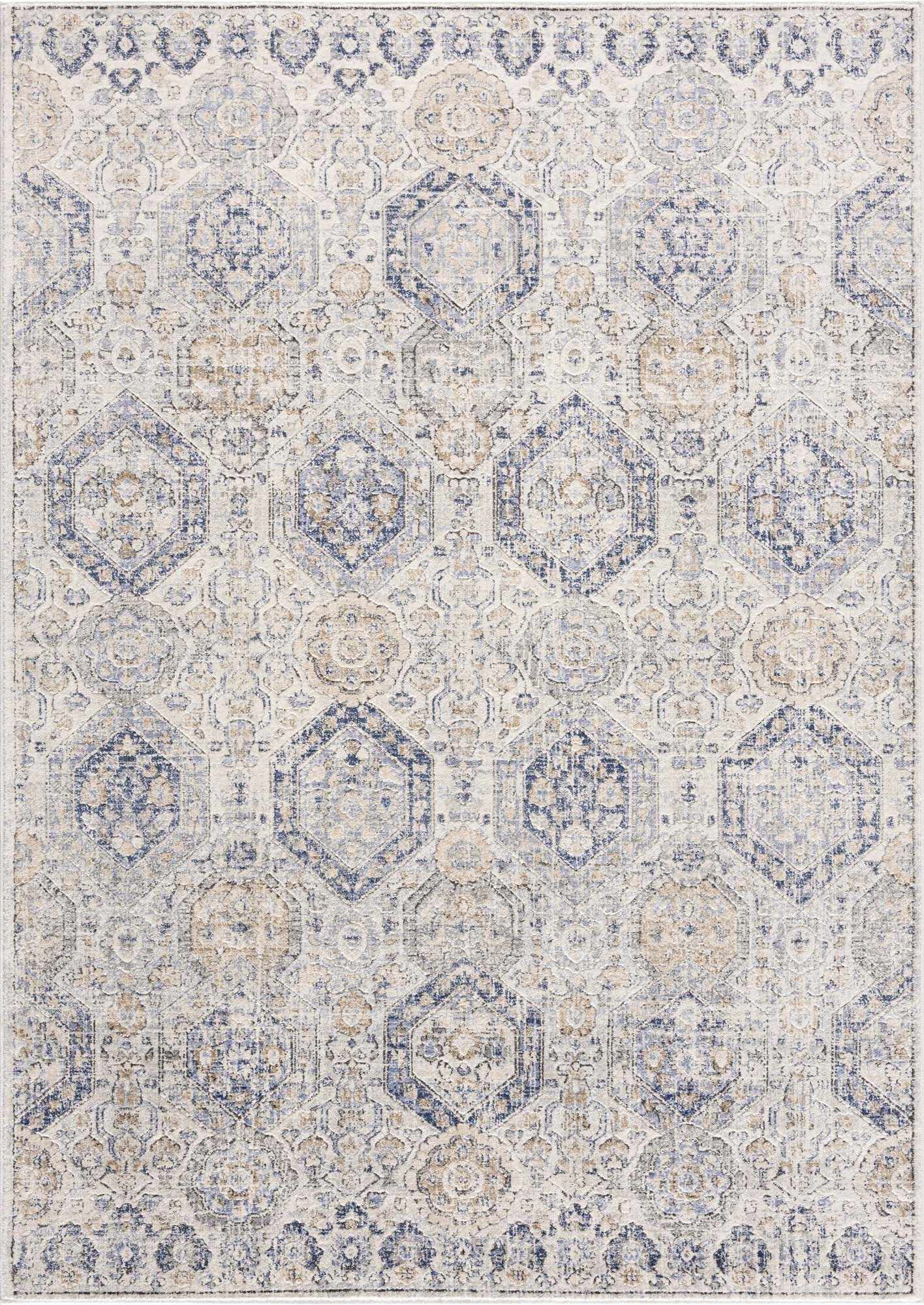 Parkerfield Cream & Blue Area Rug by Boutique Rugs