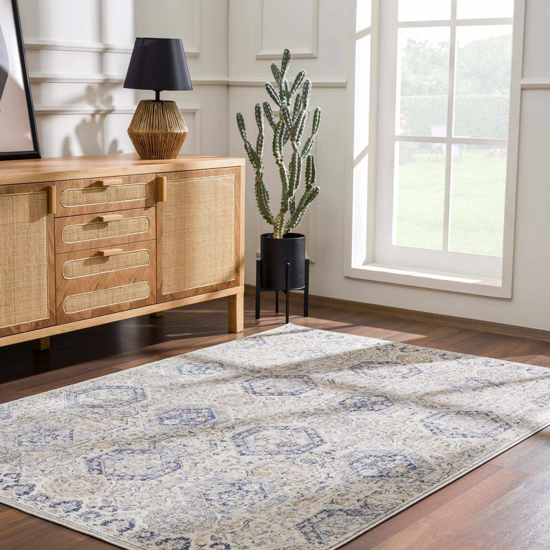 Parkerfield Cream & Blue Area Rug by Boutique Rugs