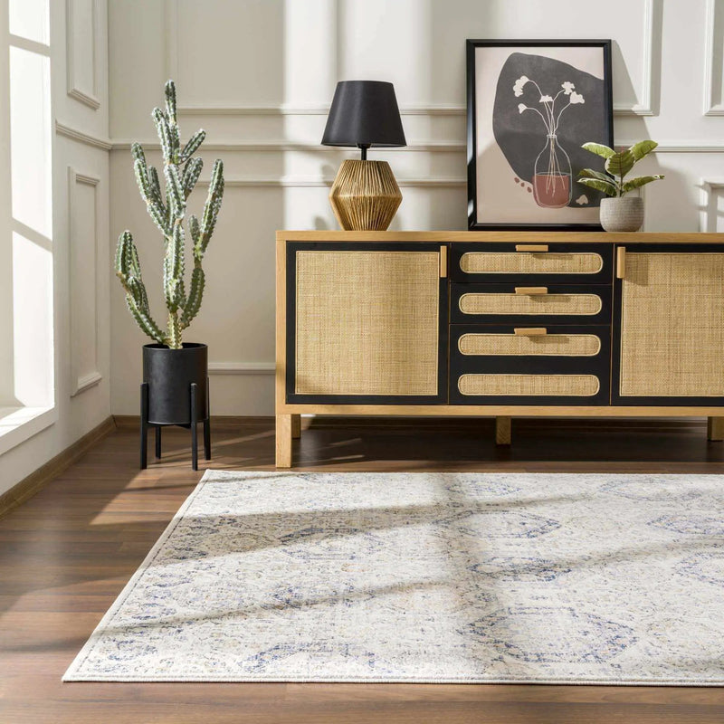 Parkerfield Cream & Blue Area Rug by Boutique Rugs