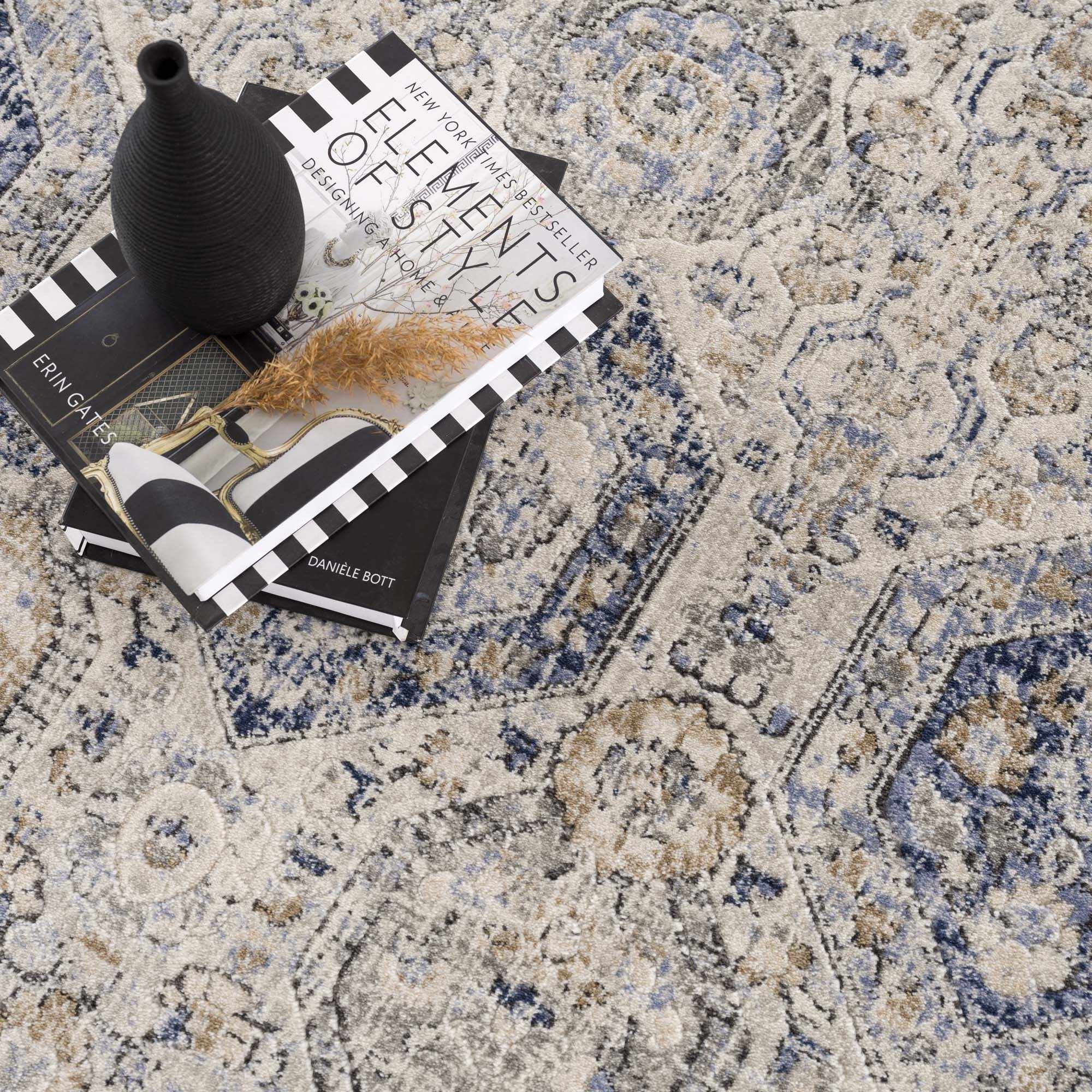 Parkerfield Cream & Blue Area Rug by Boutique Rugs