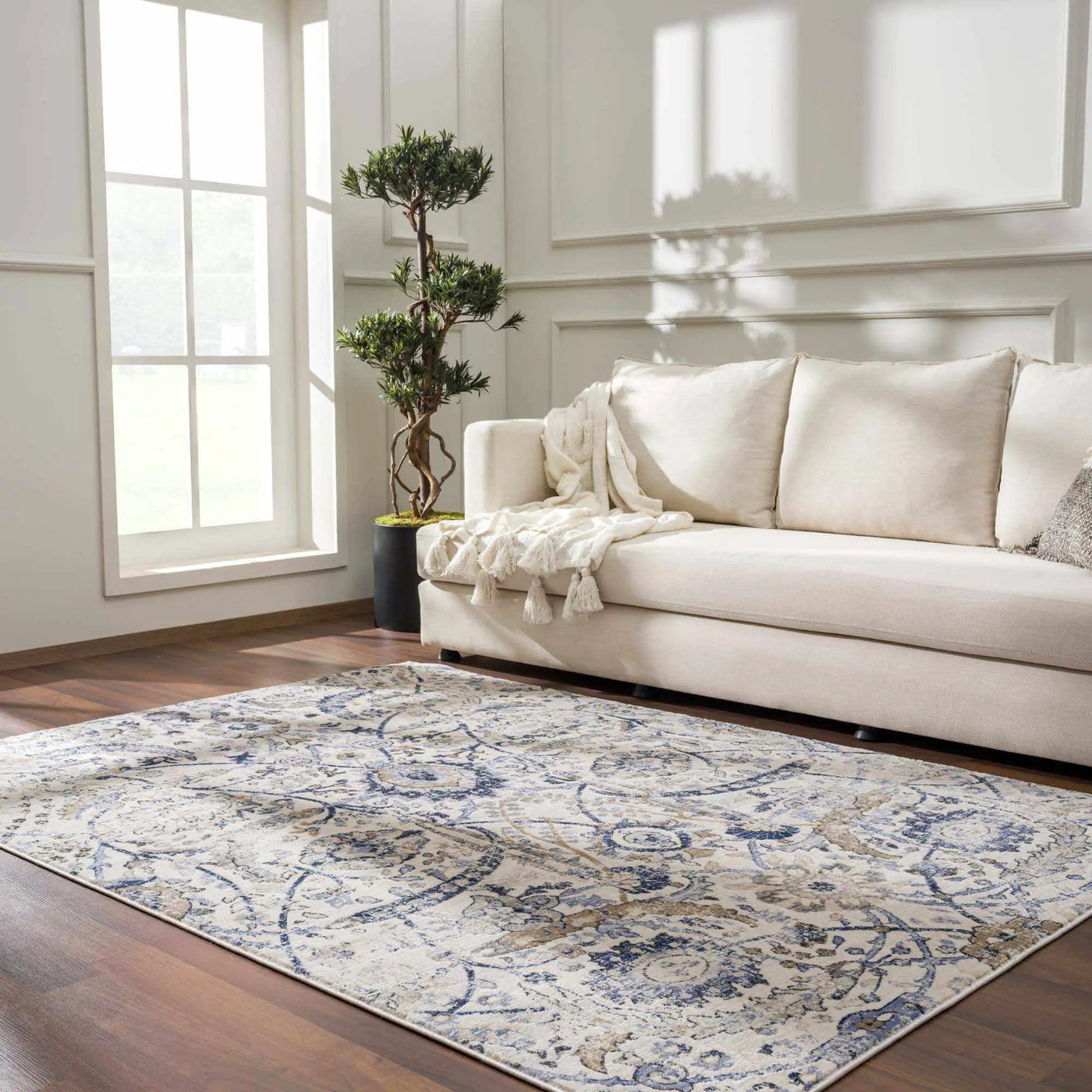 Georgiana Blue & Beige Oushak Rug by Boutique Rugs