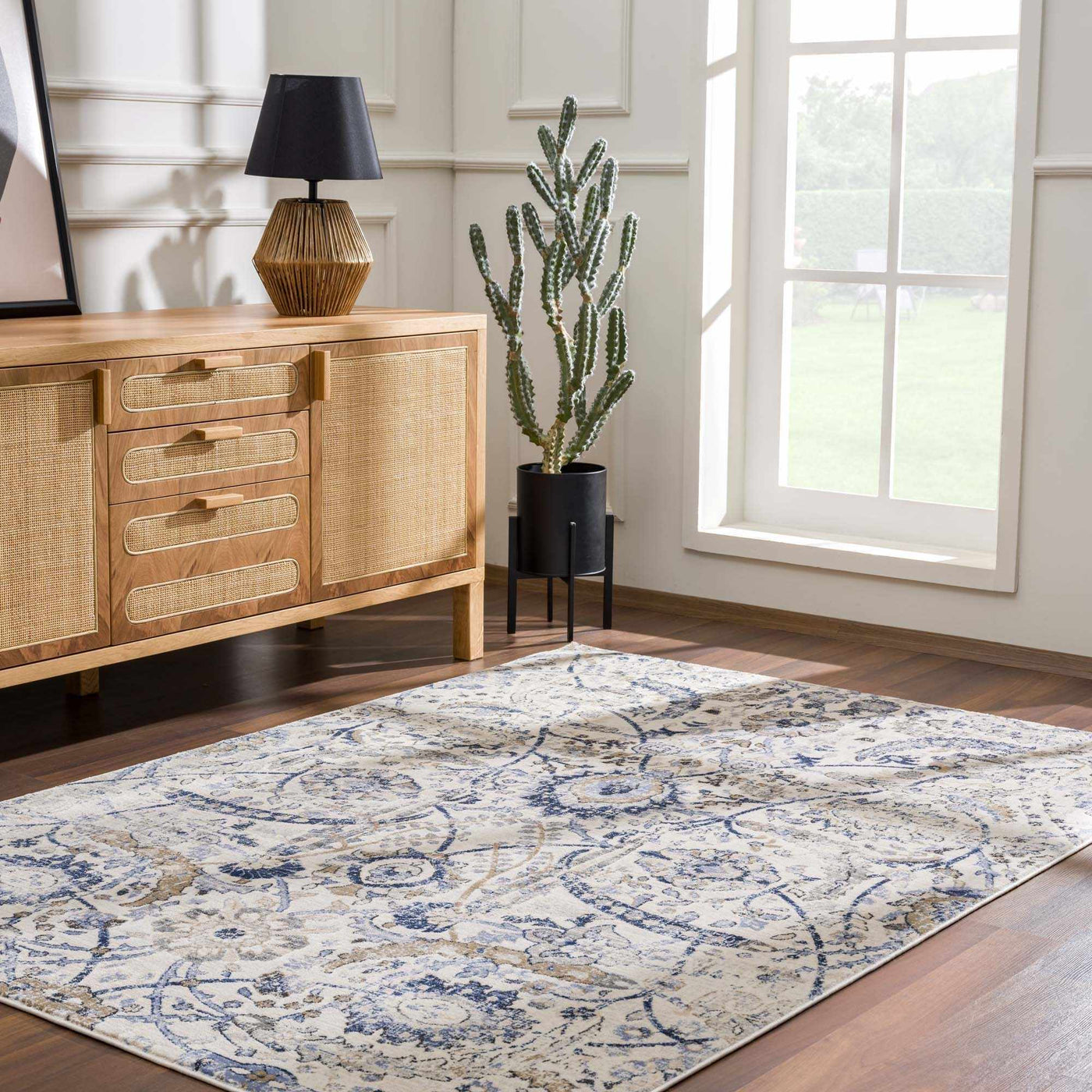 Georgiana Blue & Beige Oushak Rug by Boutique Rugs