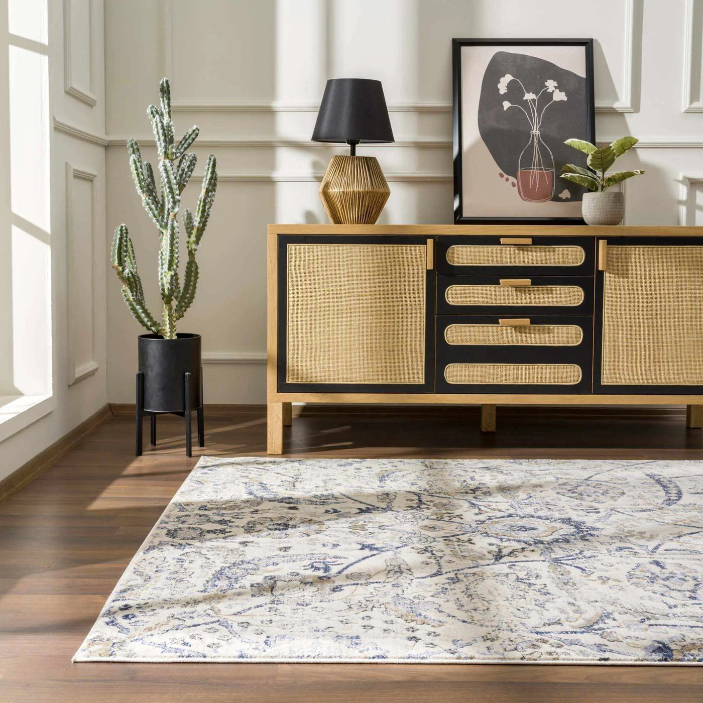 Georgiana Blue & Beige Oushak Rug by Boutique Rugs