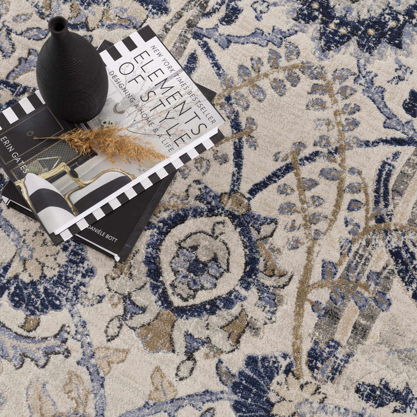 Georgiana Blue & Beige Oushak Rug by Boutique Rugs