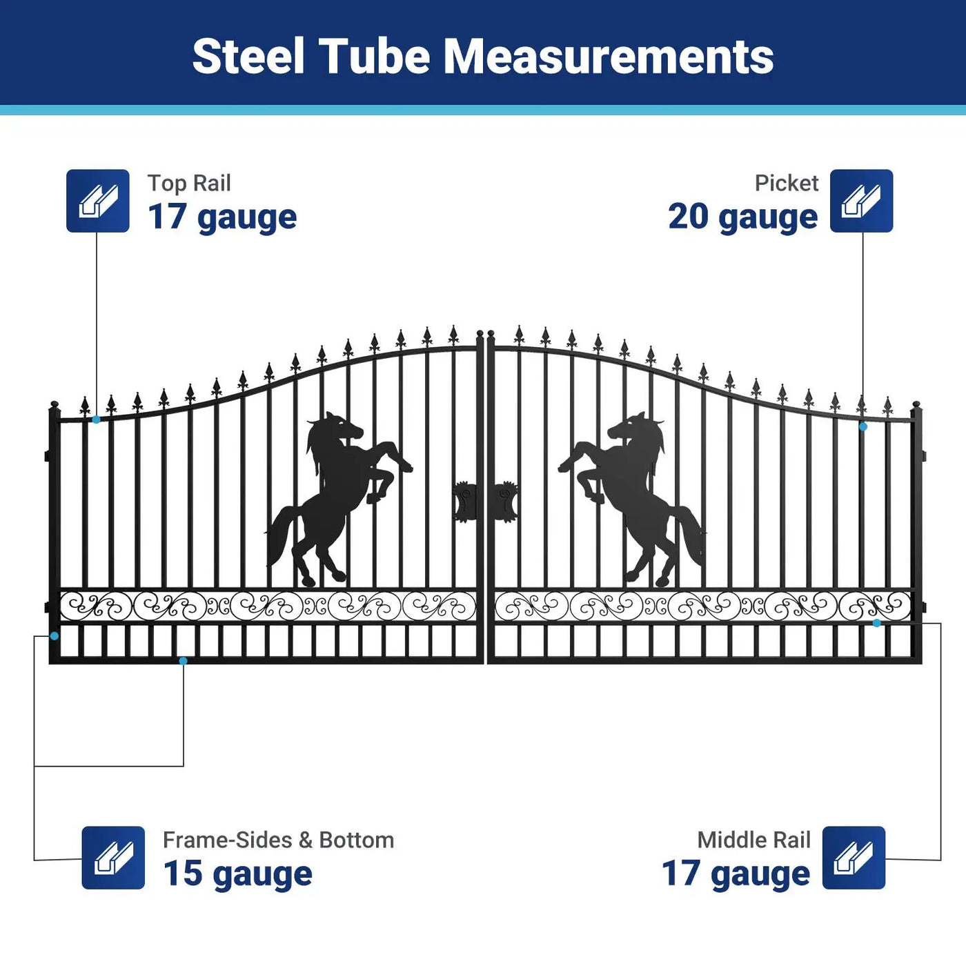 20x8 ft Steel Dual Swing Driveway Gate by Chery Industrial