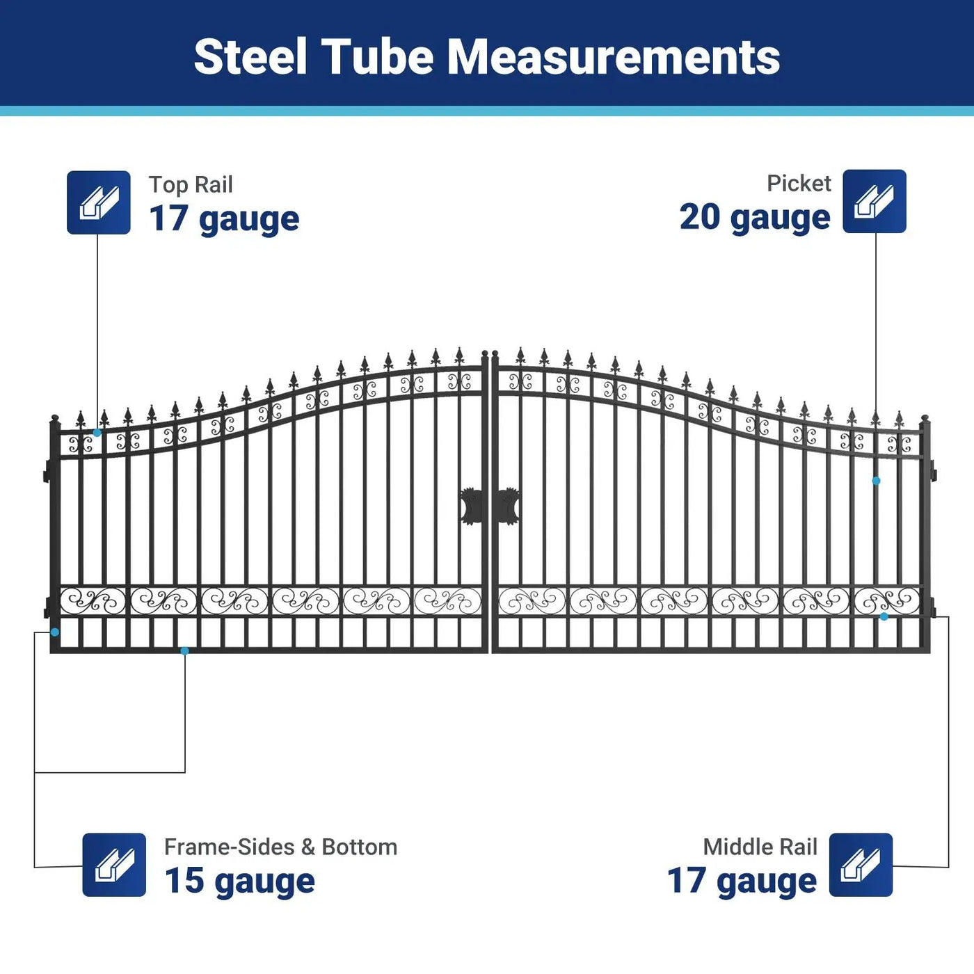 20x8 ft Steel Dual Swing Driveway Gate by Chery Industrial