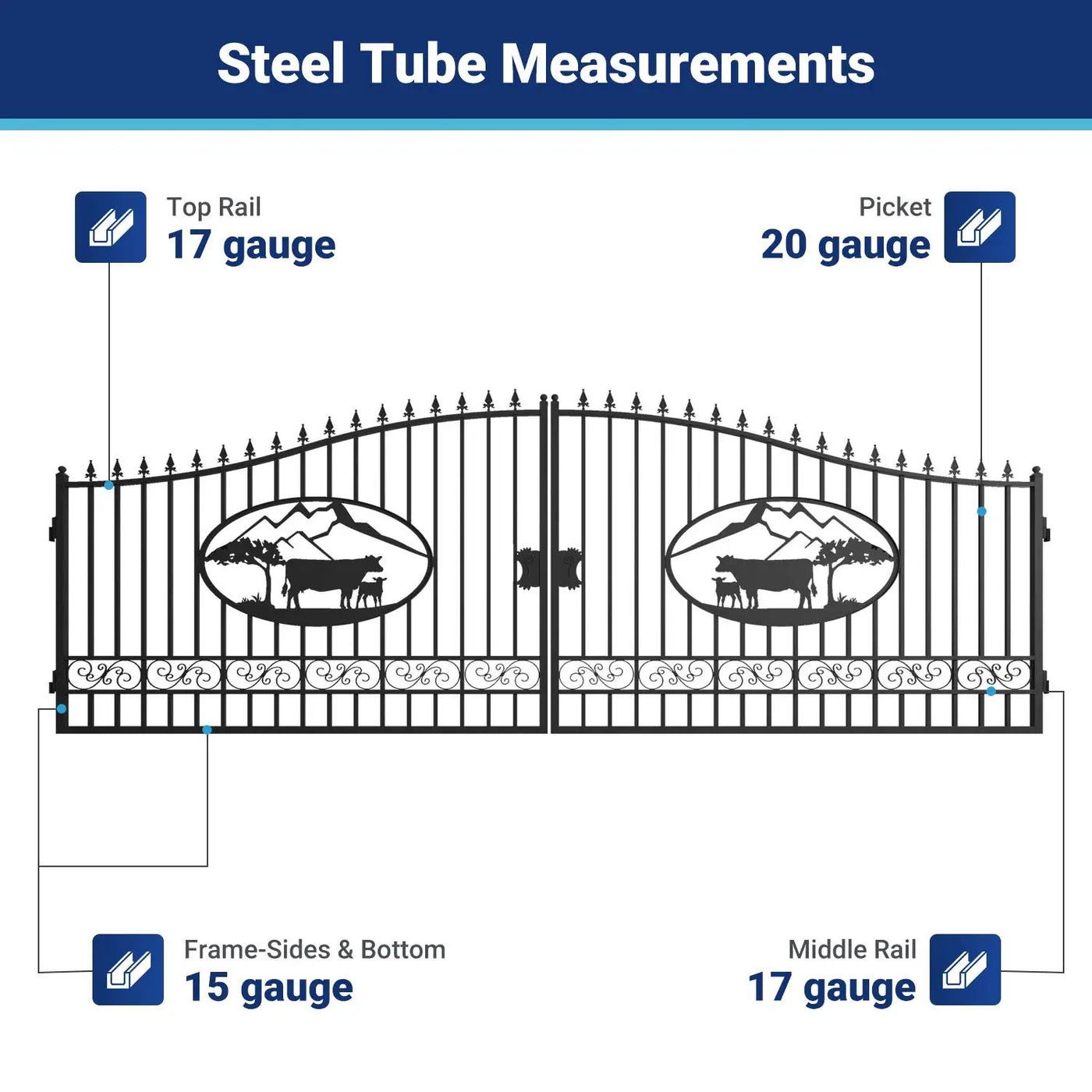 20x8 ft Steel Dual Swing Driveway Gate by Chery Industrial