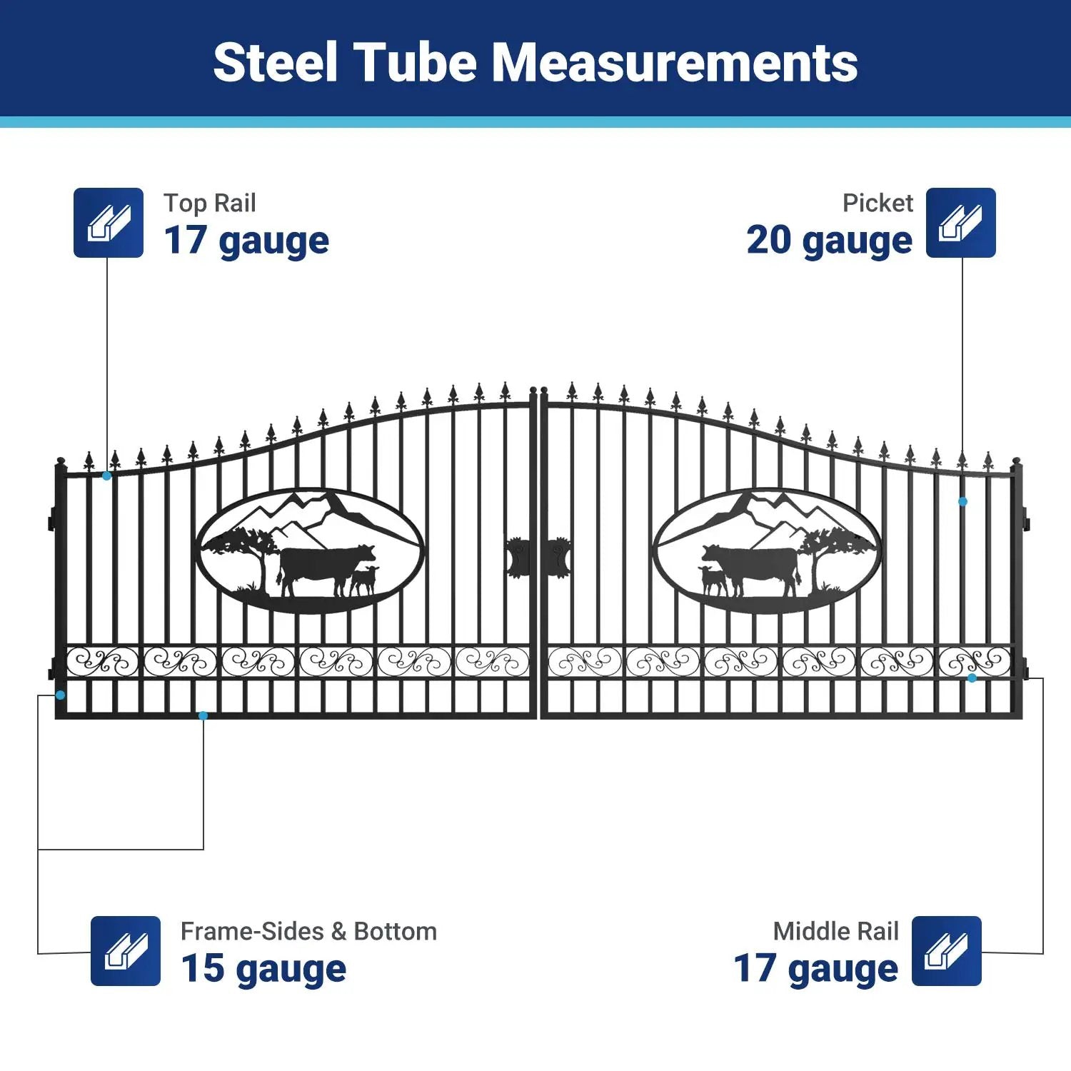 20x8 ft Steel Dual Swing Driveway Gate by Chery Industrial