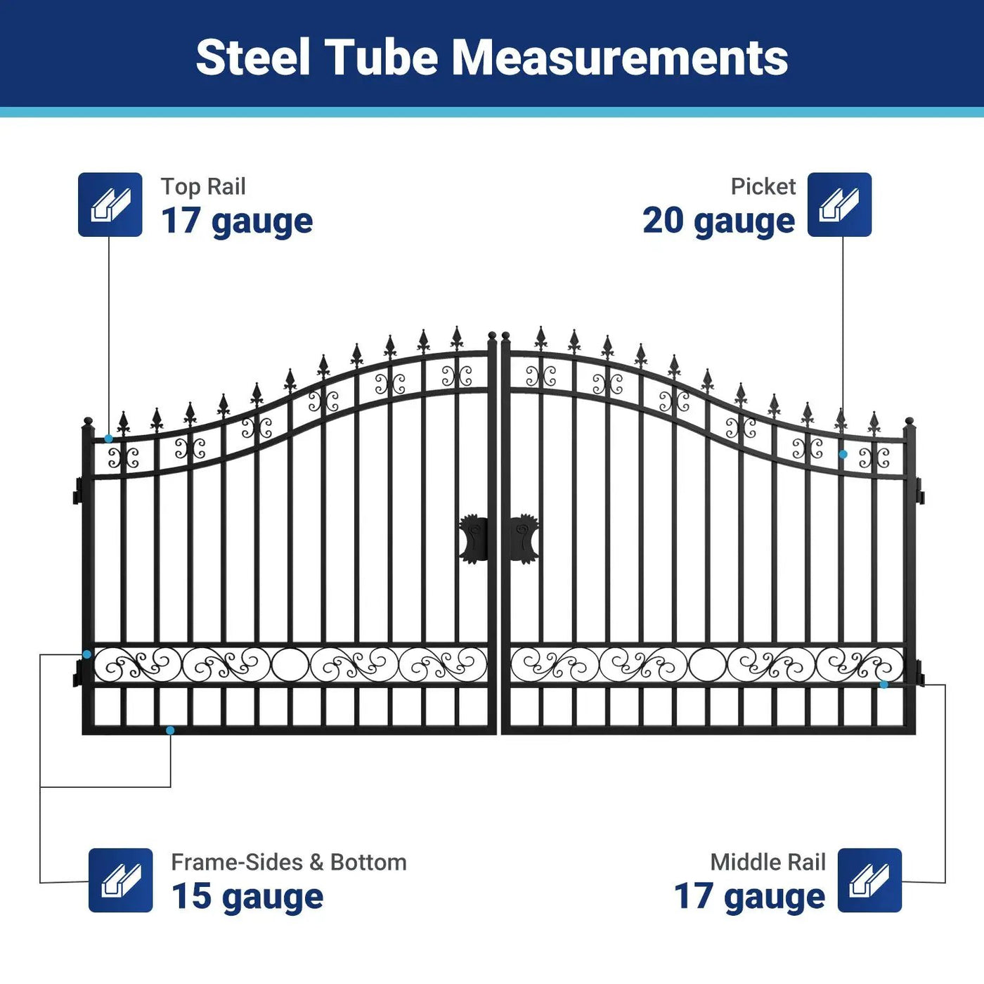 14x8 ft Steel Dual Swing Driveway Gate by Chery Industrial