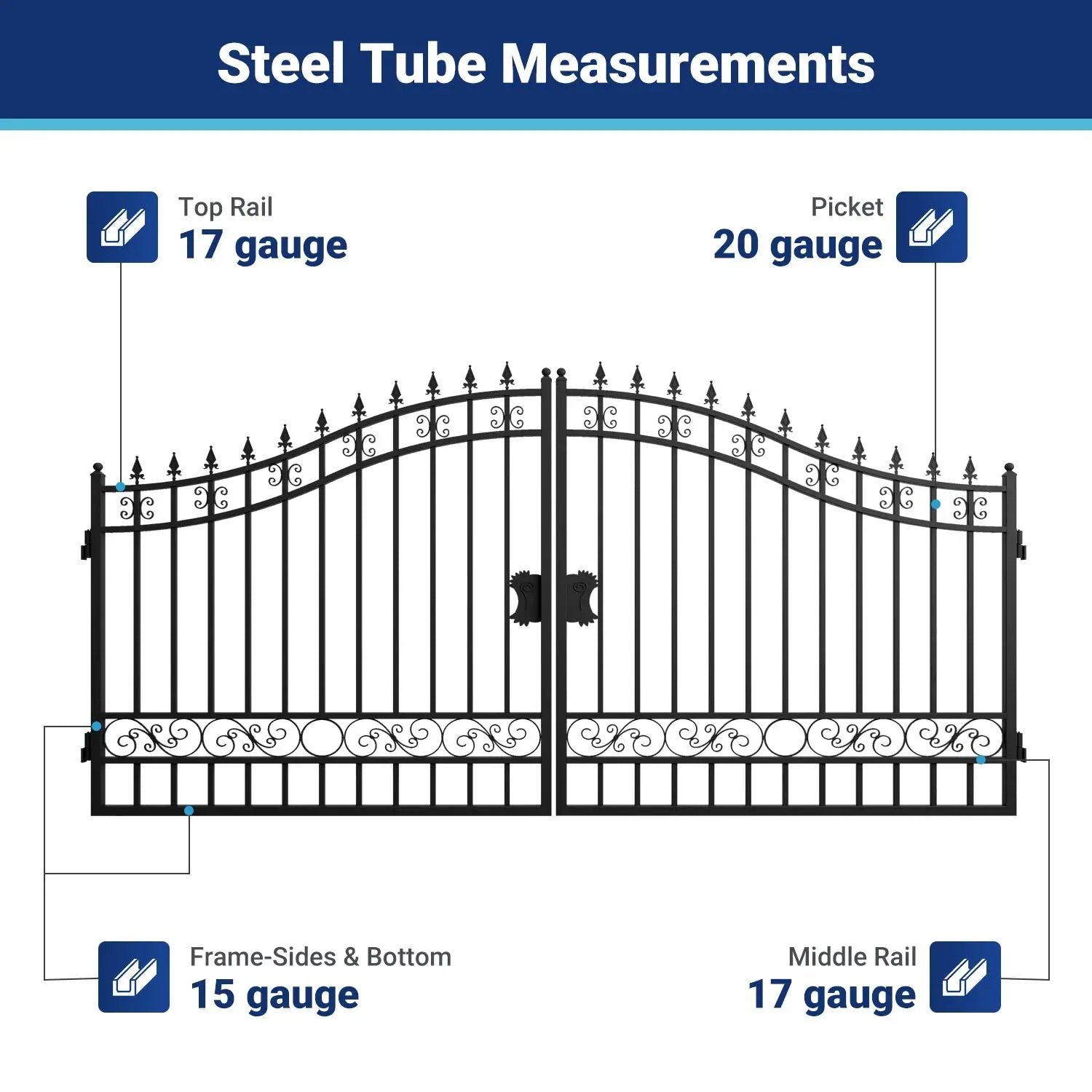 14x8 ft Steel Dual Swing Driveway Gate by Chery Industrial