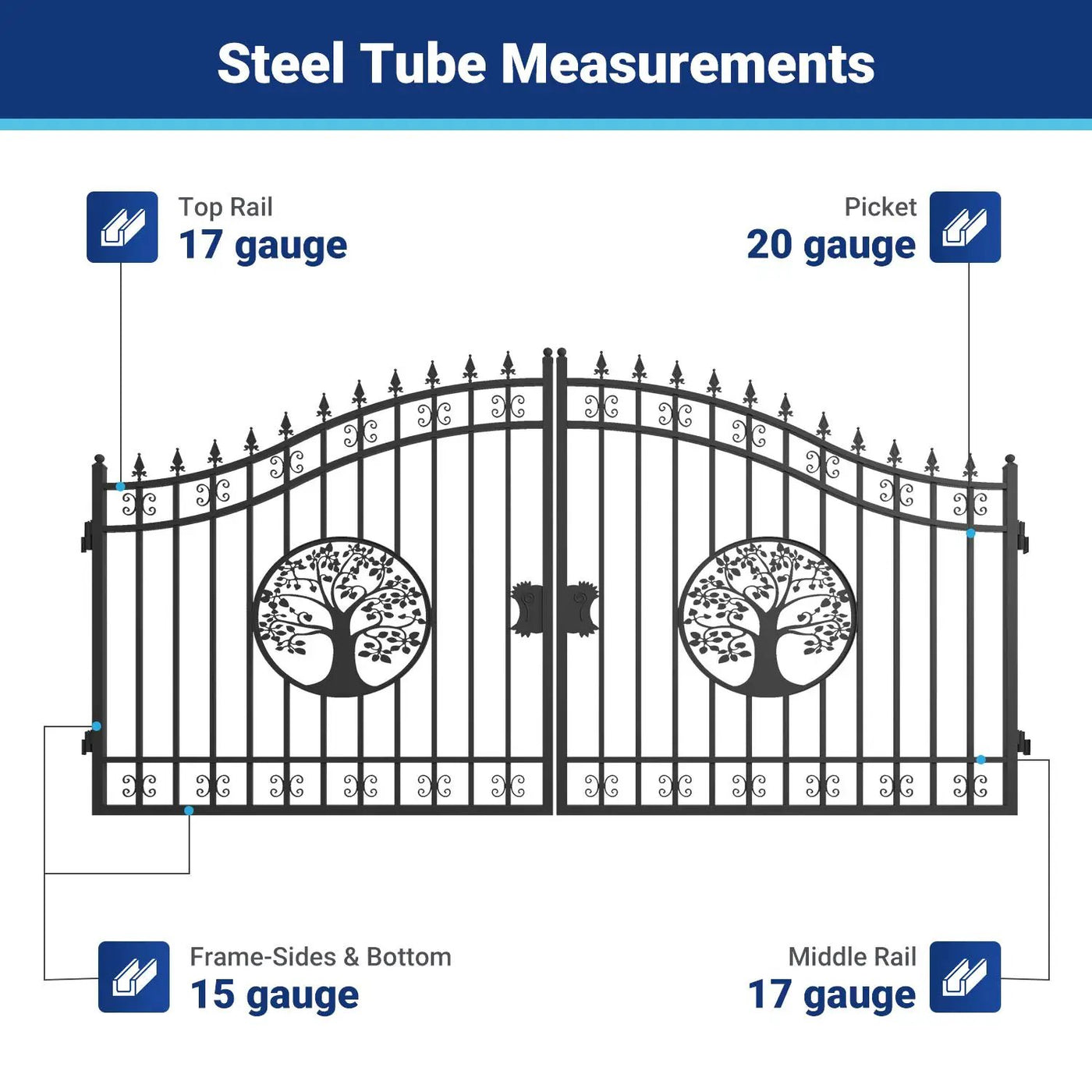 14x8 ft Steel Dual Swing Driveway Gate by Chery Industrial